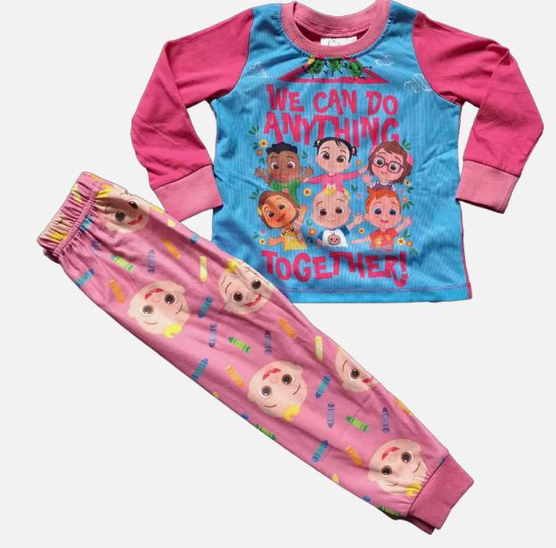Cocomelon Girls "We can do anything together" Pyjama Set - super soft velour pants 1