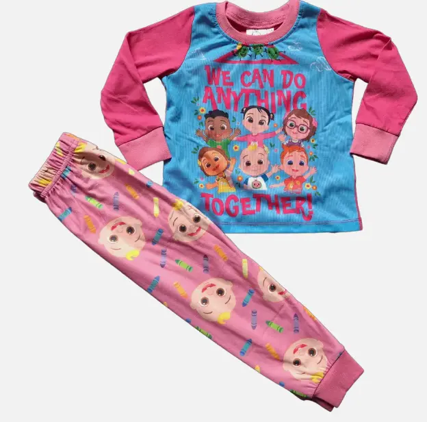 Cocomelon Girls "We can do anything together" Pyjama Set - super soft velour pants 1