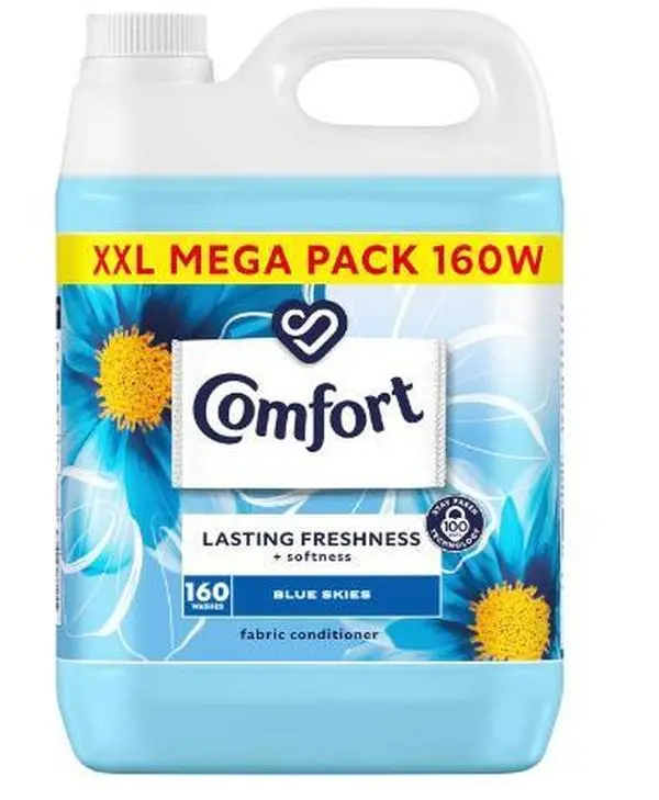 Comfort Blue Skies Fabric Conditioner with Stay Fresh technology for 100 days of freshness + fragrance* 160 washes (4.8 L)