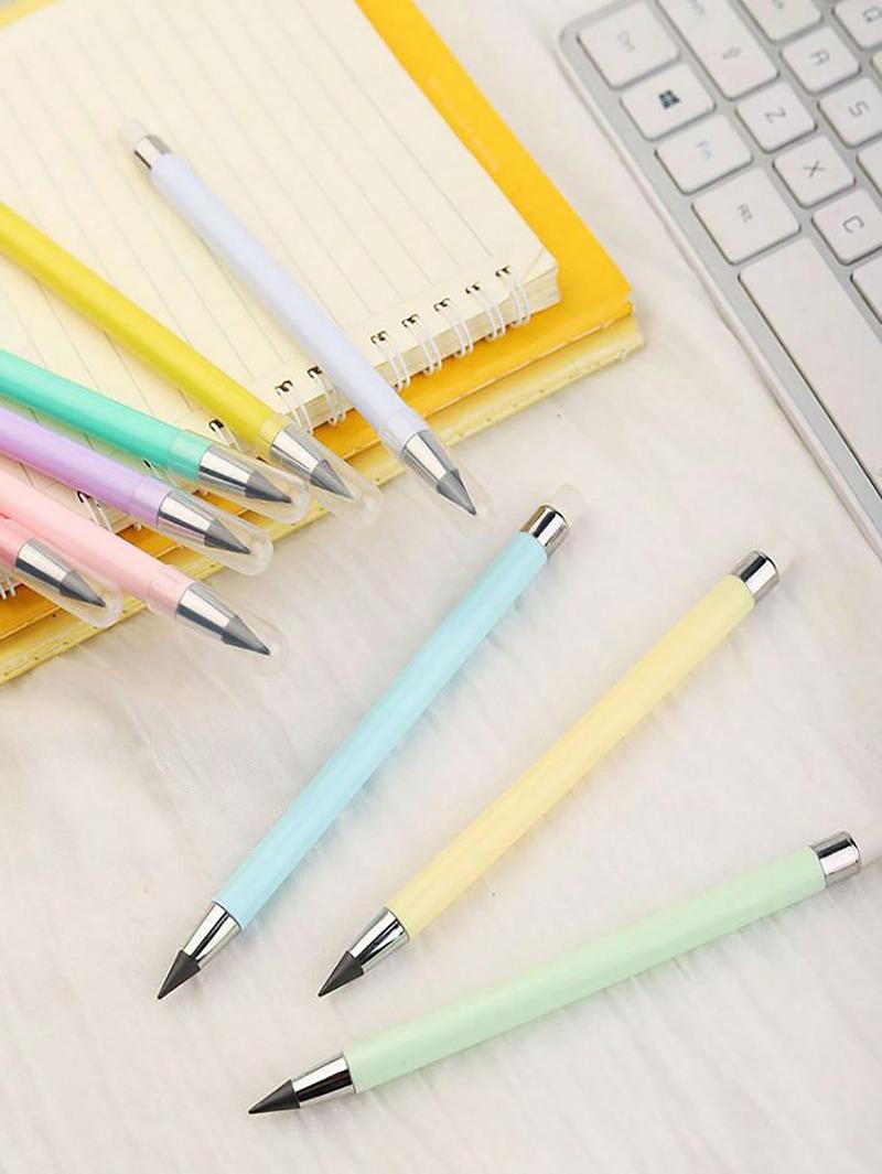 Product Introduction of 6 Inkless Pencils, Eternal Pencil Infinity Pencil With Eraser, Reusable Infinity Pencil With 6 Additional Replaceable Nibs, Back To School Eternal Pencil Permanent Pencil Home Office School Writing Drawing, Halloween, Christmas Day Gift Filling Back To Sc 8