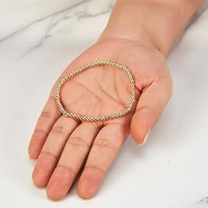 2025 New Gold Plated Beaded Stretch Bracelet 8