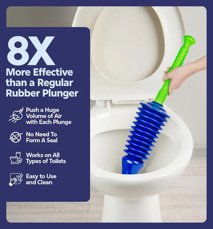 The World's Best Toilet Plunger | The Big, Blue & Green Unblocking Machine | Heavy Duty Unblocker with Unique Bellows Design | Clears & Unblocks All Toilets Rubber Pump Blue&Green 3