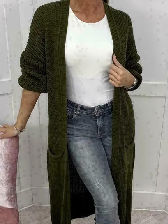 Women Chunky Knitted Oversized Cardigan Ladies Balloon Sleeve Long Maxi Cardigan Fit Knitwear Womenswear Casual Comfortable Dress Elegance Outfit Tops Underwear Loose Basic Minimalist 1