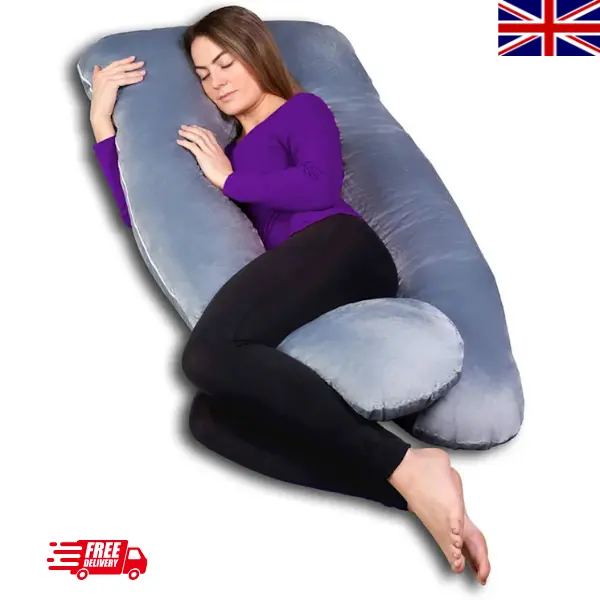 [UK Seller] Grey Nursery Pregnancy Pillow for Sleeping - U Shaped Full Body Maternity Pillow with Removable Cover