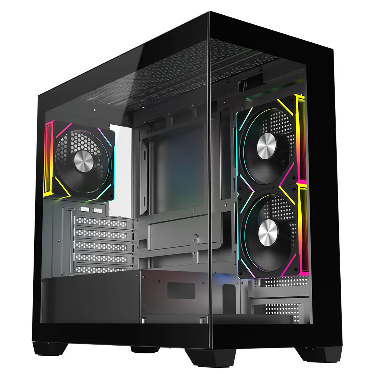 CiT Mercury Black Micro-ATX Gaming Case mATX Tower With Tempered Glass panels and 3 x 120mm CiT Eclipse Infinity ARGB Fans