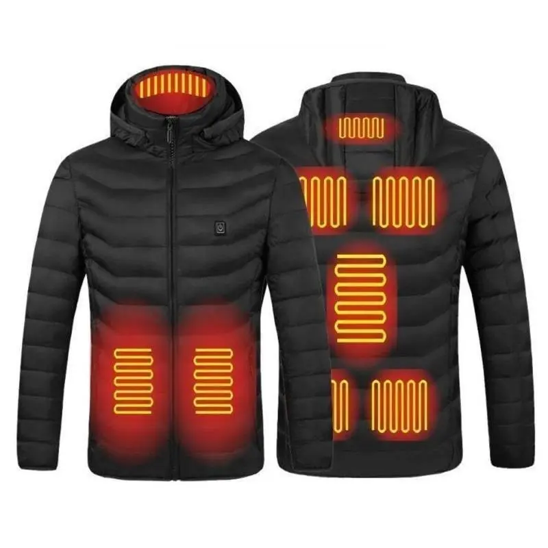 Heated Jacket for Men and Women, Heated Coat Hooded Heating Warm Jackets Windproof USB Charging Electric Body Warmer,Battery Not Included