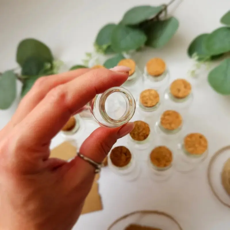 10 Miniature Glass Bottle Cork Sand Small Glass Jar Lid Kitchen Mini Glass Jar Favour Party Mini Bottle Tag Wedding Tiny Seed Jar Keepsake 2