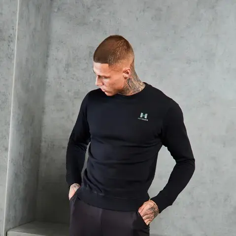 BLACK SWEATSHIRT- CHARCOAL GREY LOGO Classic Cotton