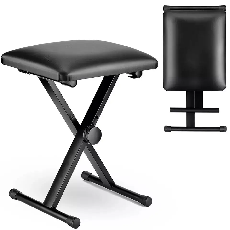 Piano Keyboard Stool/chair/bench Black Padded Seat Cushion Adjustable Height