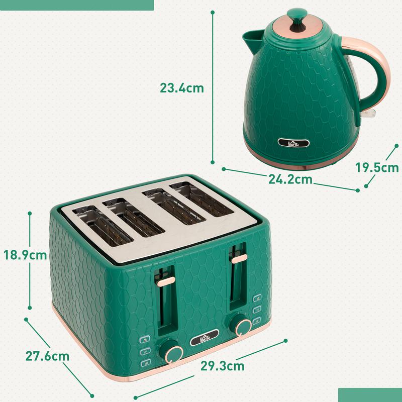 Fast-Boil Kettle & 7-Level Toaster Set Green 2