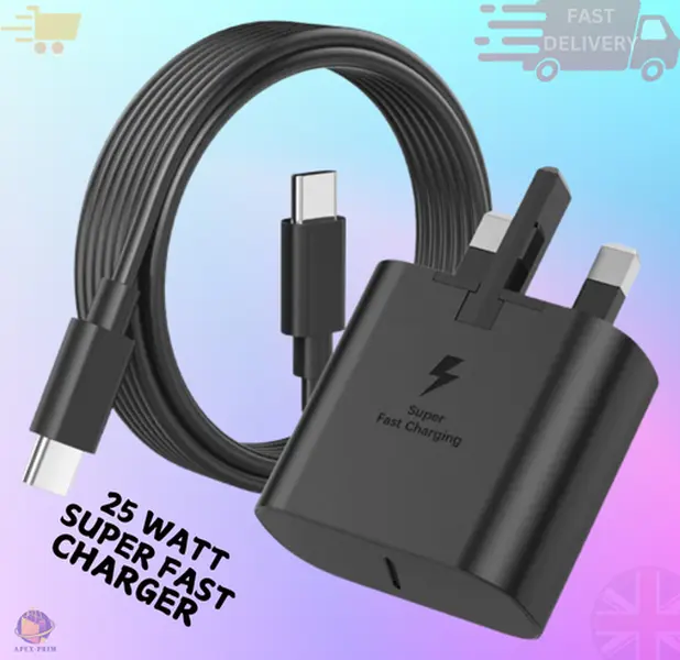 25W Super Fast Charger- Adapter & USB C to USB C Data Cable