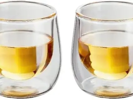 Double Walled Glass Coffee Cups, Set of 2, Vacuum Insulated, Handcrafted Artisan - Strong & Heat Resistant-cups-kitchenware 2