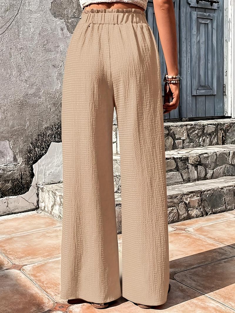 Product Introduction of Chic Solid High Waist Wide Leg Pants - Breathable Casual Style for Spring & Summer - Fashionable Womens Clothing, Flattering Fit, Everyday Comfort 6