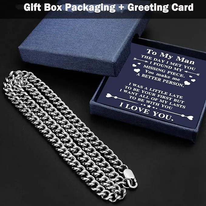 To My Man Necklace Chain Boyfriend Gifts for Him Gifts for Boyfriends Birthday Anniversary Valentines Day Gifts 2
