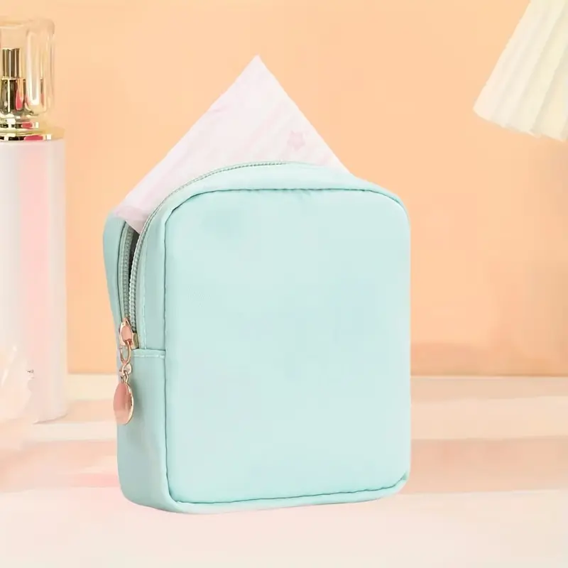 Solid Color Sanitary Storage Bag, Mini Makeup Bag Purse, Small Cute Makeup Bag Cosmetic Zipper Pouch, Portable Travel Storage Bag, Sanitary Napkin Storage Bag, Versatile Storage Clutch Bag For Women 3