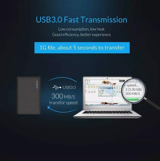 ORICO External SATA III 2.5 Inch USB 3.0 HDD/SSD Enclosure Case, Trayless Design, Tool-Free, Hot Swap, up to 4TB Capacity 5