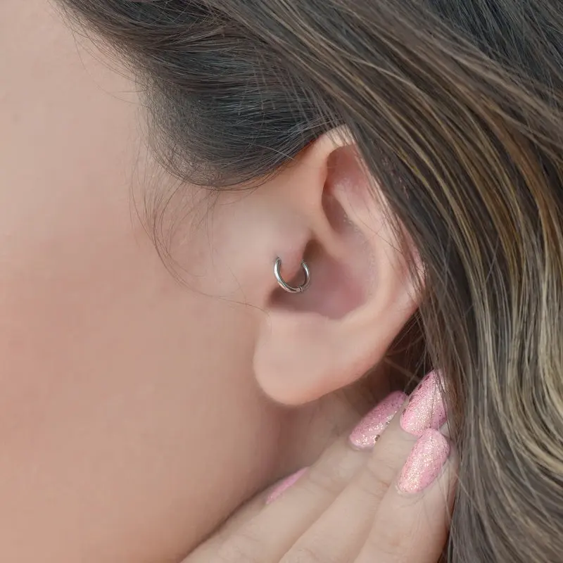 Plain Steel Earrings,  Ring Earrings, Hoop Earrings, Tragus Piercing for Helix and Cartilage Gold Silver Gift For Her 6
