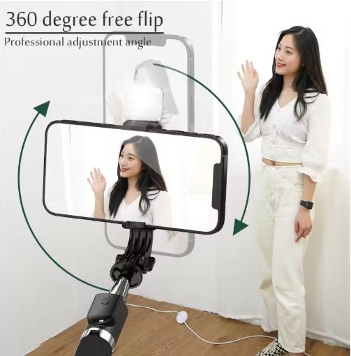 Portable Bluetooth Selfie Stick Retractable Multifunctional 103CM Phone HoldeTripod With Selfie light Wireless Remote Shutter 5