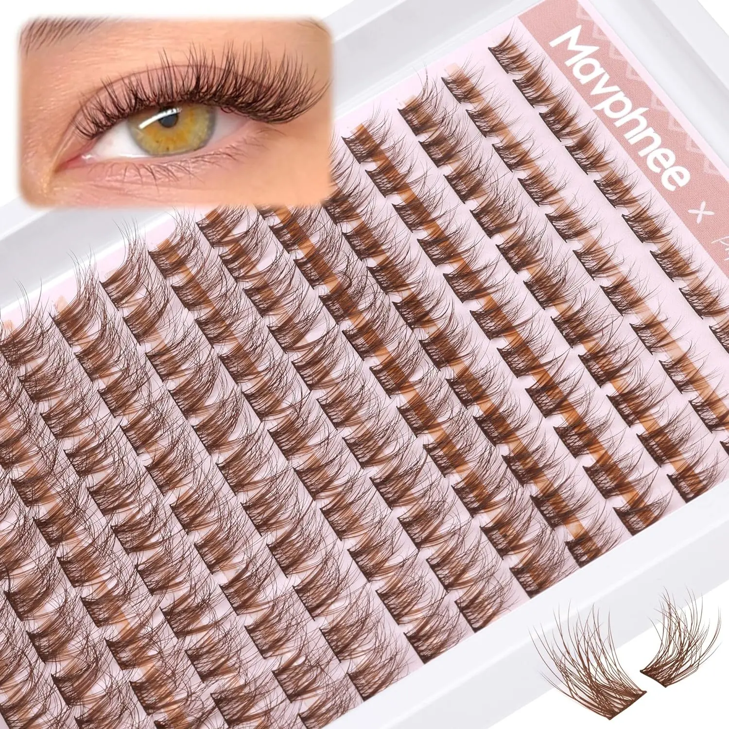 Brown Lash Clusters Natural Lash Extensions Wispy Eyelash Clusters 168 Pcs C Curl Lashes Clusters for Everyday Wear Beginner Friendly Dark Brown Cluster Eyelash Extensions