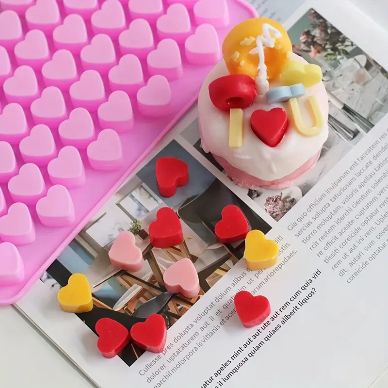 1pc 55 Holes 3D Ice Cube Tray Mini Heart Silicone Mold Chocolate Fondant Mould Pastry Jelly Biscuit Baking Cake Decoration Tools Kitchen Accessories 5