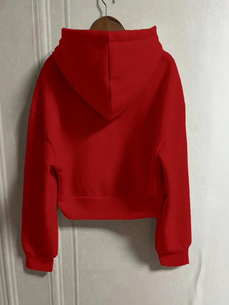 Product Introduction of Cozy Drop Shoulder Hoodie - Fashion Hoodies with Kangaroo Pocket, Casual Zipper Long Sleeve Drawstring Sweatshirt, Soft Women's Clothing for Everyday Wear 1