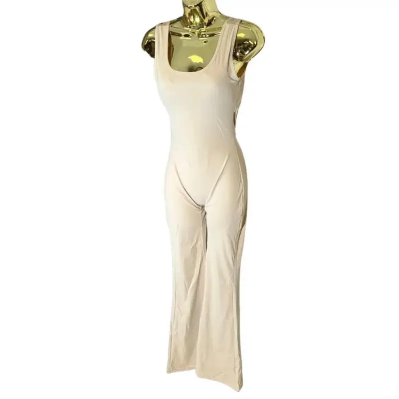 Women's Jumpsuit Seamless Scoop Neck Bell Bottom , Jumpsuits for Women Back to School Backless Flare Leg Tank Sports Womenswear Overalls Underwear Sleeveless Comfort Basic Minimalist poster girl 1