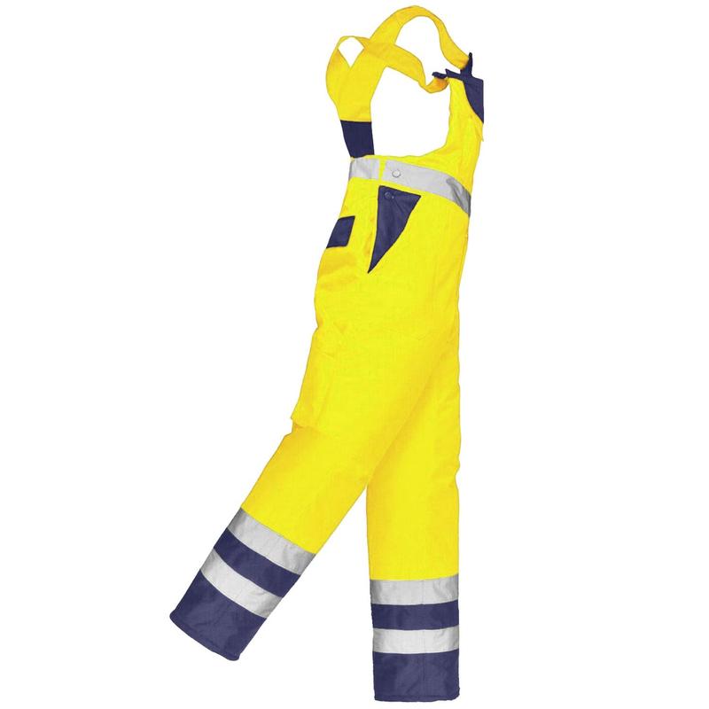 Hi Vis Contrast Waterproof Overall Bib and Brace Dungarees Viz Workwear Jumpsuit Fabric Menswear Breathable Clothing Garment Pocket Reflective Underwear Uniforms Man 6