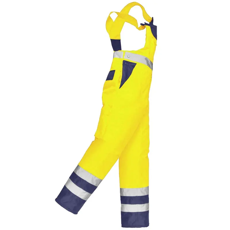 Hi Vis Contrast Waterproof Overall Bib and Brace Dungarees Viz Workwear Jumpsuit Fabric Menswear Breathable Clothing Garment Pocket Reflective Underwear Uniforms Man 6