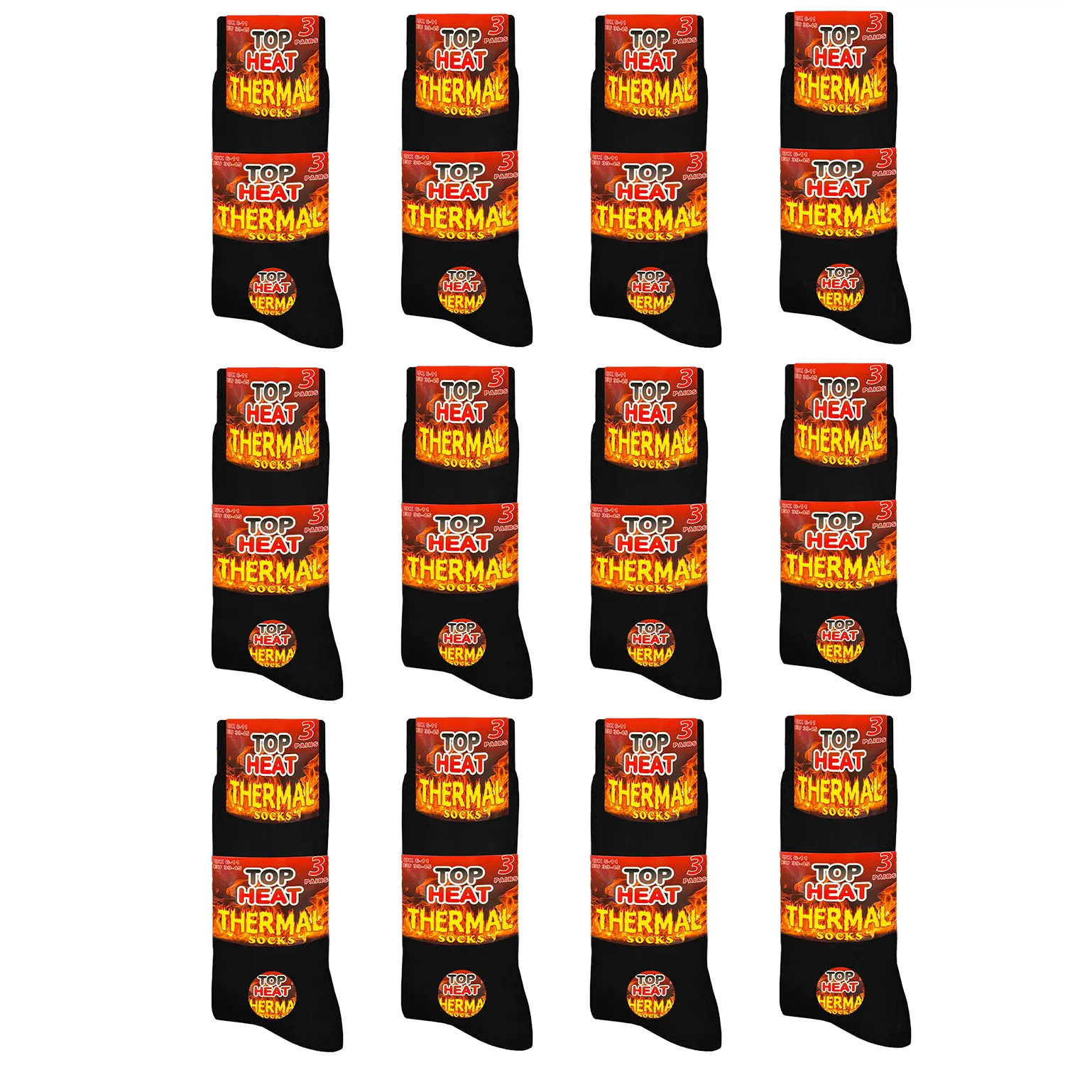 Thermal Socks for Men - 12 Pairs Black Extra Thick Warm Winter Heated Hot Socks - Outdoor, Menswear Tropical