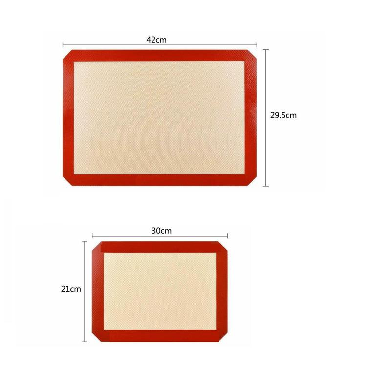 [UK Seller] 2 Silicone Baking Mat Sheet Set Oven Tray Liners Roll Mat Sheet Tray Liner Non Stick Cookie Sheets Professional Grade Bakeware Oil Cake Pastry Washable 1