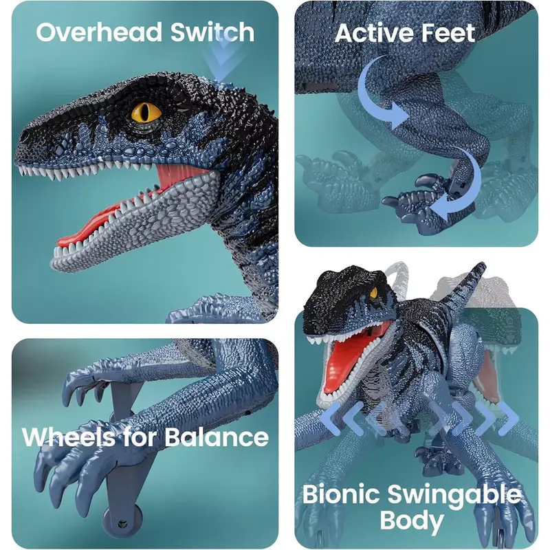 Remote Control Dinosaur Toys with 3D Eye LED Light - Realistic Texture and Bionic Movement 6