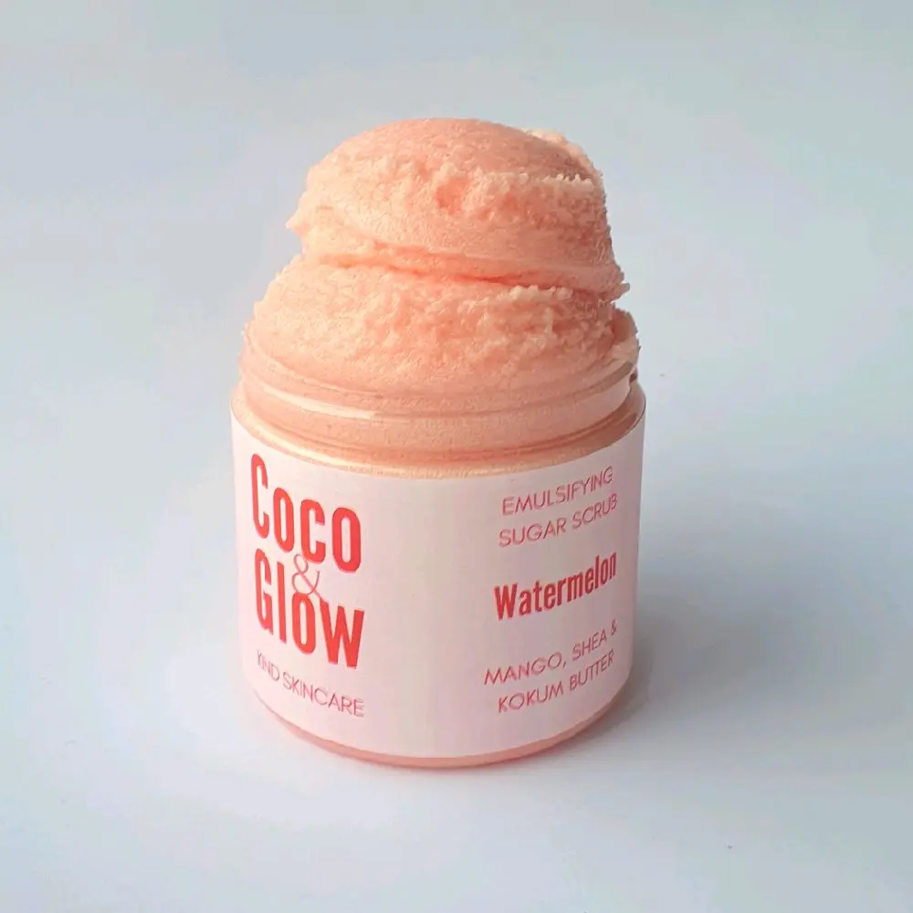 Watermelon Emulsifying Sugar Scrub for Body Care and Cleansing - Cleanser Cocoa Exfoliant Gift Scent Apricot Shea Skin Repair Skincare