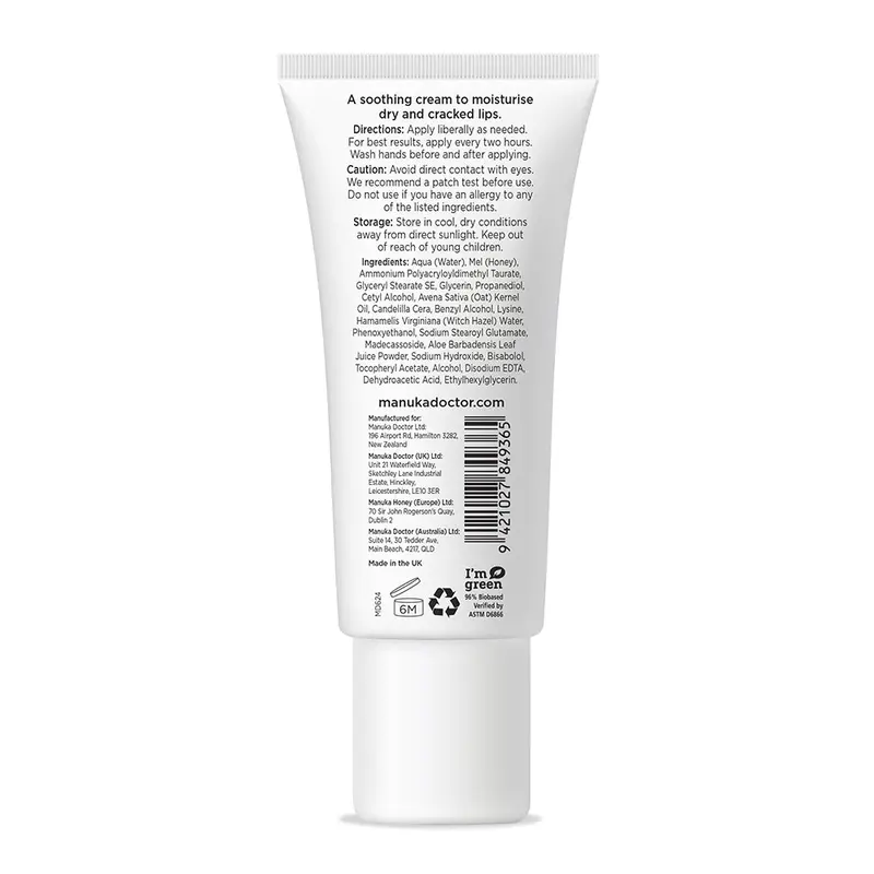 Manuka Honey & Lysine Lip Cream for Cold Sores 1