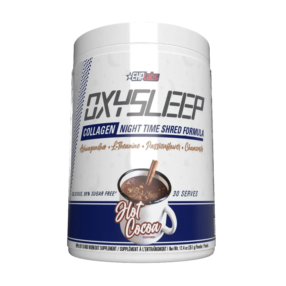 EHPlabs OxySleep Collagen Night Time  Formula Supplement 30 Serves - Hot Cocoa Flavour - Cortisol Drink Ashwagandha Theanine Sleep Support Zinc Magnesium Edible Dietary Fitness Colagen Healthcare Natural Optimum Powder