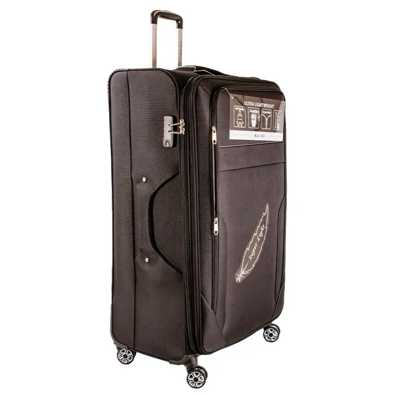 [M&S Bags] EXPANDABLE-Soft Shell Luggage Suitcase Polyester BLACK Colour Sizes 20” 24” 28” 32” Ultra Lightweight Expandable Durable Unbreakable Material 1