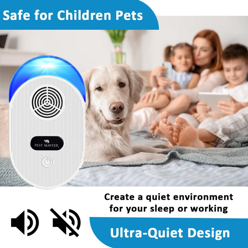 Pest Master - 4x Ultrasonic Pest Repeller, Powerful Mouse Repellent - Wide Frequency Range Pest Control Device and Ideal for Mice, Rats, Mosquitoes, Cockroach, Moths, Ants - D1 2