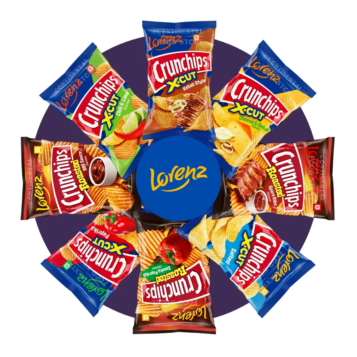 Lorenz - Crunchchips Crisps 9 Flavours To Choose From - International Snacks Slabs (120g-150g) Large Bags potato chips