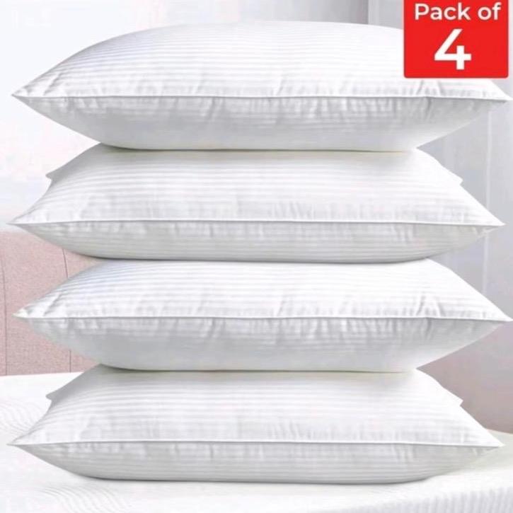 BHS Stripe Bounce Back Pillows: Pack of 4 Hotel-Quality Blended Cotton, Perfect for a Restful Sleep and Enhanced Bedroom Elegance, Comfortable bed pillow hollow fibre comfy pillows bedding 2
