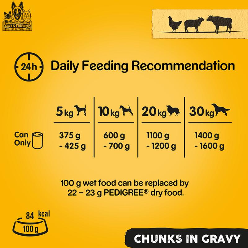 Pedigree Mixed Wet Adult Dog Food Mixed In Gravy Chicken X 6, Lamb X 3 & Beef X 3 (12x400G) Available In 12,24 & 36 Pack 6