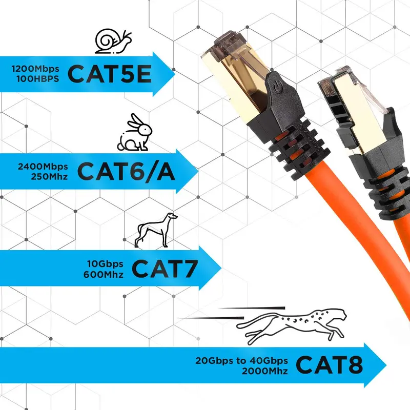 Duronic Ethernet Cable 3M High Speed CAT 8 Patch Network Shielded Lead 2GHz / 2000MHz / 40 Gigabit, CAT8 SFTP Wire, Snagless RJ45 Super-Fast Data - Purple 3