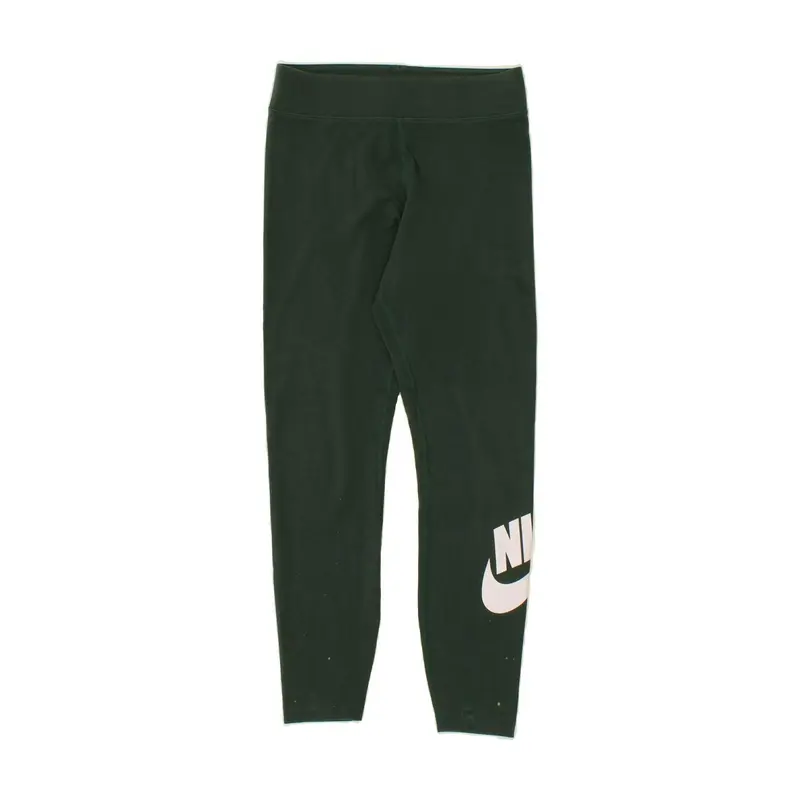 Pre-Owned Vintage NIKE Womens Graphic Leggings UK 12 Medium  Green Cotton 1