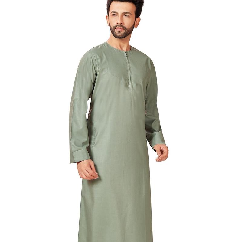Classic Omani Thobe Men’s Jubba Mint Green Matte Cotton Finish 1