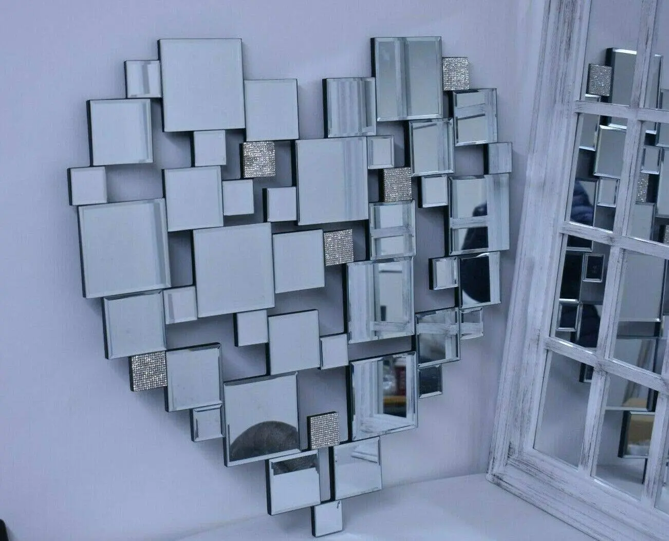 Zidan Bargains Heart Shaped Glass Mirror Wall Chic & Shabby Mirror 60 X 60 Cm Bedroom Bathroom The World'S Largest Mirror Collection Of zidan Store