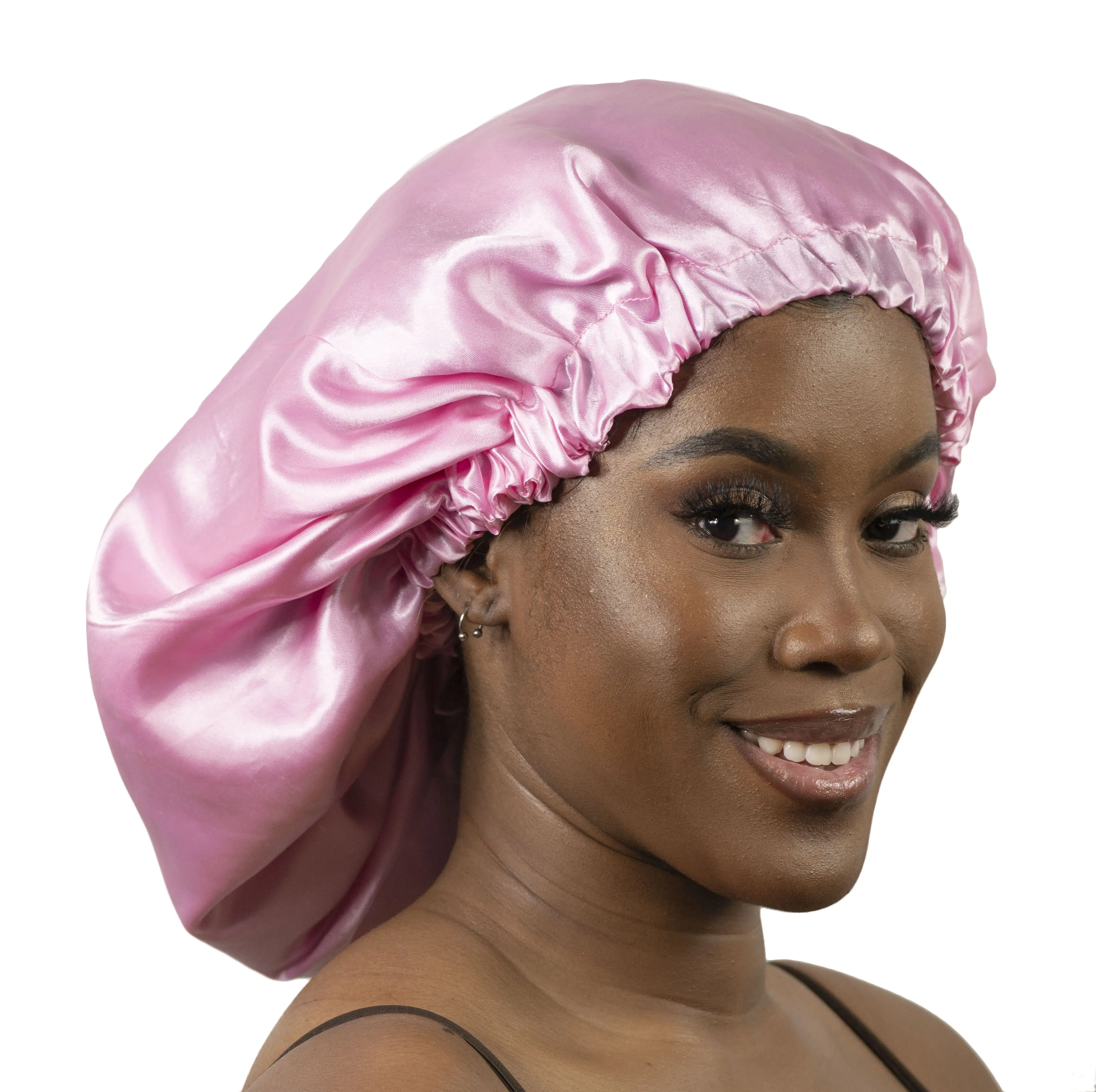 PINK Adult to Baby/Newborn/Infant/Children • Reversible Double-layered Satin Bonnet Sleep hat perfect for long braids & hair