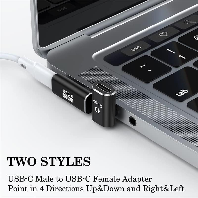 USB C 90 Degree Adapter (Two Styles), USB Type C Right Angle Extender Connector for Steam Deck, Meta Quest, MacBook, Smart Tablet & Phone and More - Black  Alloy Cable Charging Port Shell Device Durable 5