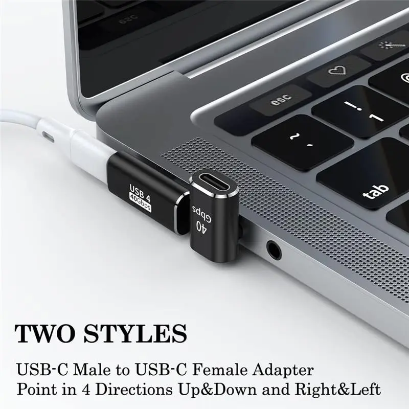 USB C 90 Degree Adapter (Two Styles), USB Type C Right Angle Extender Connector for Steam Deck, Meta Quest, MacBook, Smart Tablet & Phone and More - Black  Alloy Cable Charging Port Shell Device Durable 4