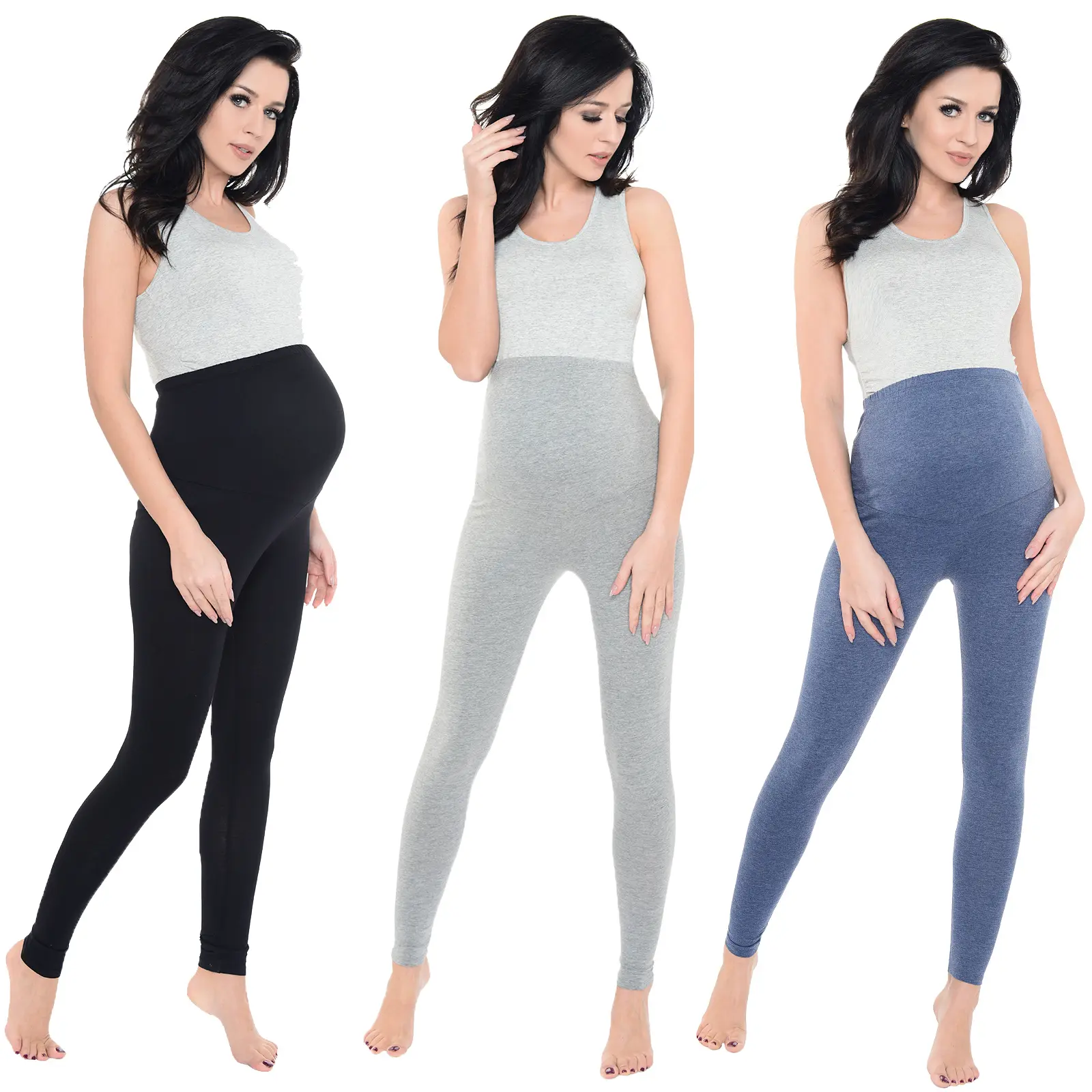 Maternity Women's Leggings Over Belly Full Length Pregnancy Yoga Pants Solid Color Stretchy Activwear 1025