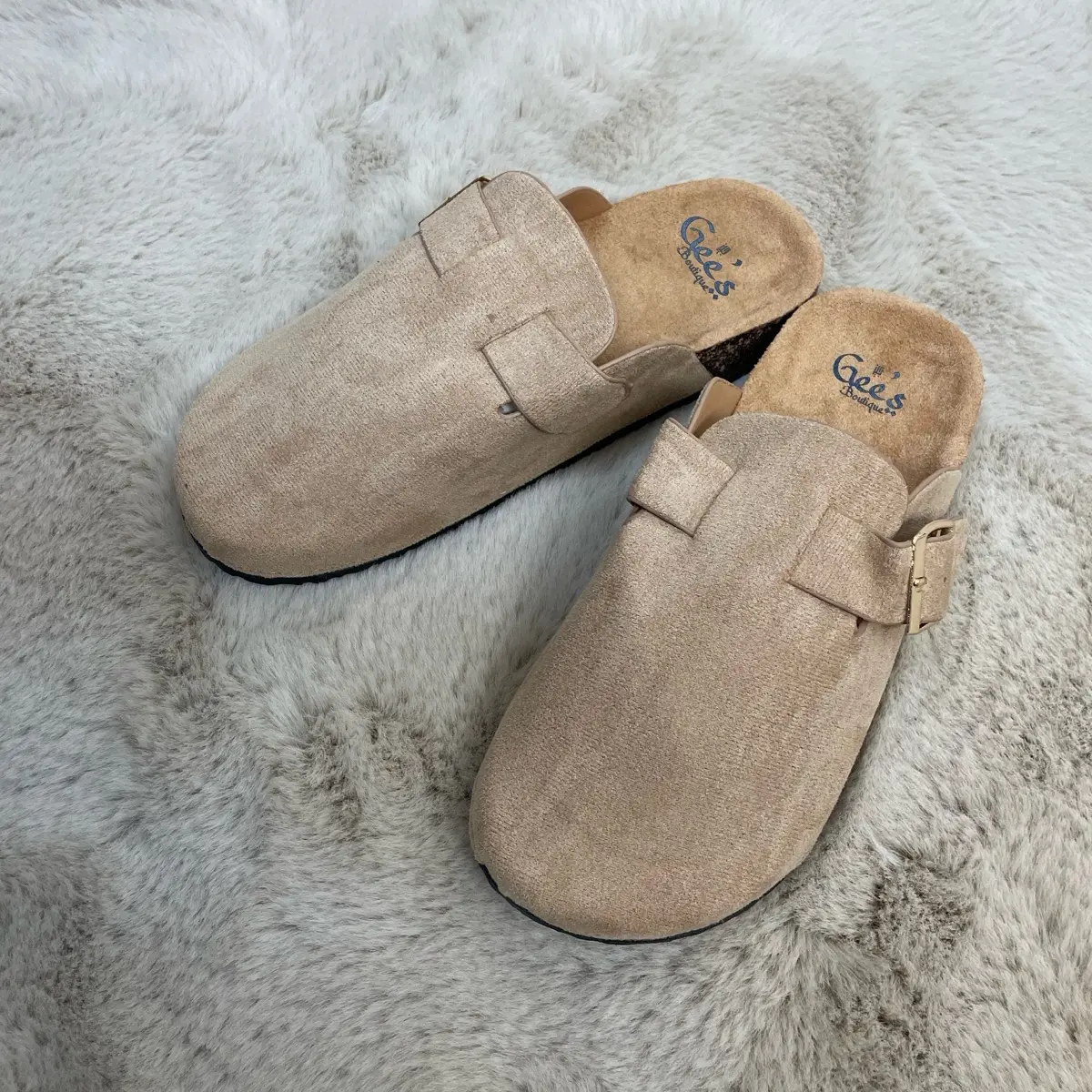 Gee’s Ladies Faux Suede Flatform Women’s Mule Slip Ons Uk Size 3-8 Footwear Slip On Sliders Slippers Trending Comfort Indoor Outdoor Mothers Day Gift Lightweight Shoes Black Beige Woman Girl