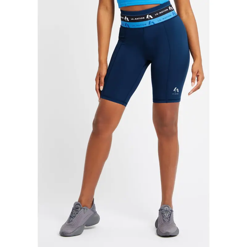 Cycling Shorts with logo waistband-Dark Blue 0