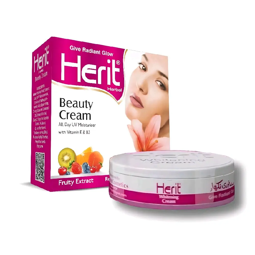 Herit Herbal Beauty whitening Cream for dark spots and All-Day UV Moisturizer with Vitamin E & B3 | 30g | Instant Glow & Anti-Aging Benefits all day lasting and  Comfort Skin Repair Moisturizing Skincare moisturiser Nourishing Soothing Acne Lightweight